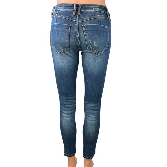 Bebe Women's Blue Distressed Low Rise Stretch Casual Skinny Denim Jeans Size 24 - Picture 3 of 6